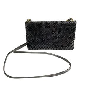 Whiting & Davis Vintage Black Mesh Evening Bag Crystal Faceted Chainmail Clutch